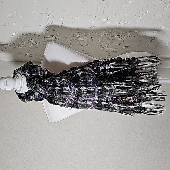 Saldarini 1882 Scarf Como Italy Lana Wool Mohair Plaid Multicolor Cozy Fringe - Picture 5 of 13